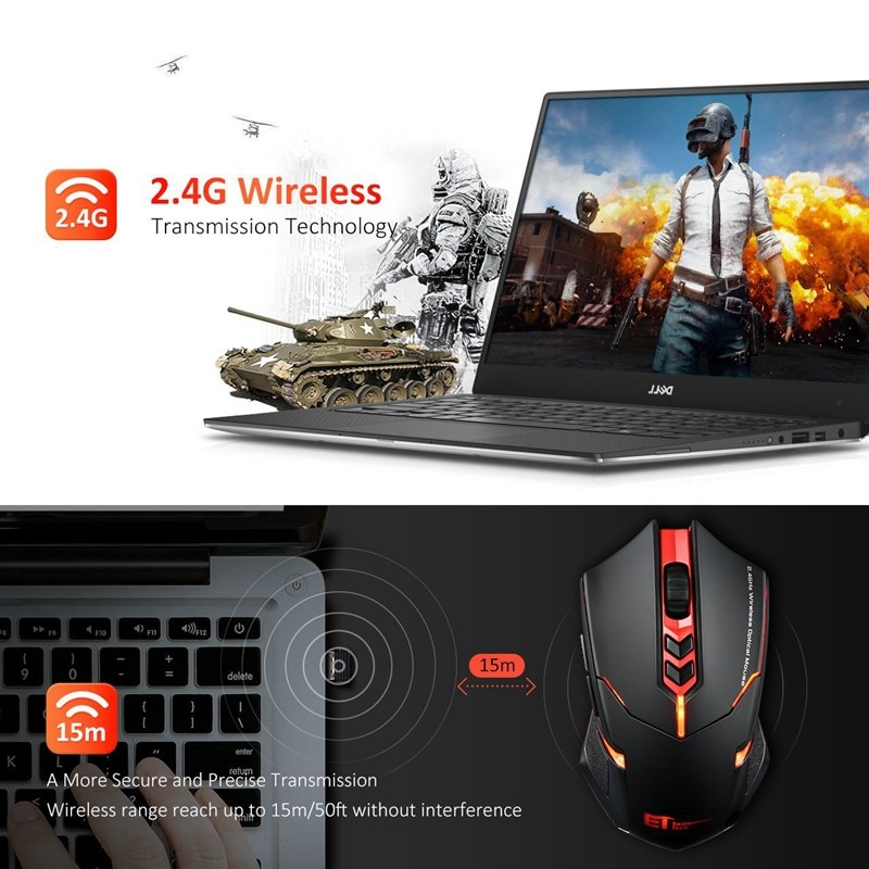 VicTsing Wireless Gaming Mouse 2400 DPI Ergonomic Grips 7 Buttons Breathing Backlit Unique Silent Click Wireless Mouse Gaming    (14)